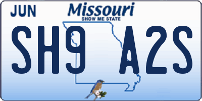 MO license plate SH9A2S