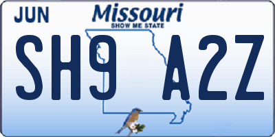 MO license plate SH9A2Z