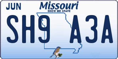 MO license plate SH9A3A
