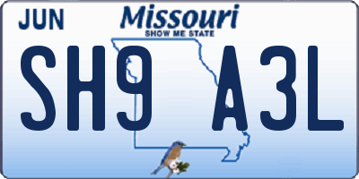 MO license plate SH9A3L