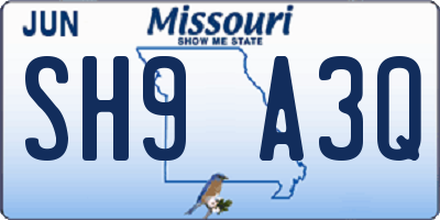 MO license plate SH9A3Q