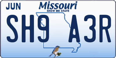 MO license plate SH9A3R