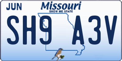 MO license plate SH9A3V
