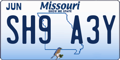 MO license plate SH9A3Y