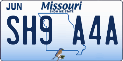 MO license plate SH9A4A