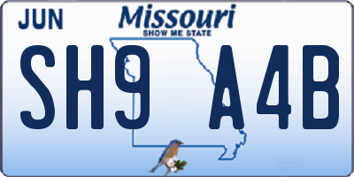 MO license plate SH9A4B