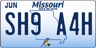 MO license plate SH9A4H