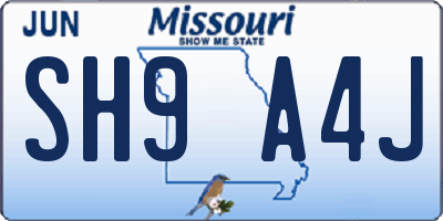 MO license plate SH9A4J