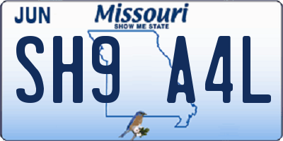 MO license plate SH9A4L