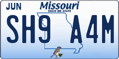 MO license plate SH9A4M