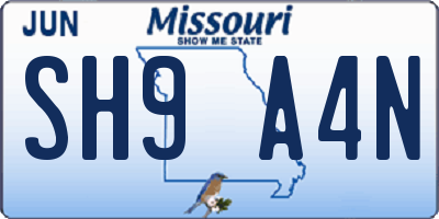 MO license plate SH9A4N