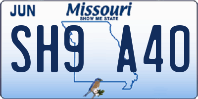 MO license plate SH9A4O