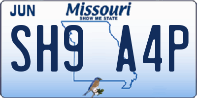 MO license plate SH9A4P