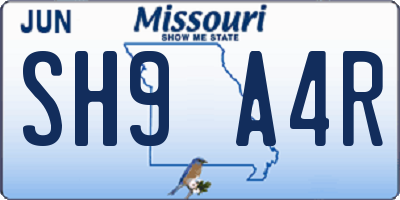MO license plate SH9A4R