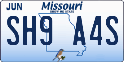 MO license plate SH9A4S