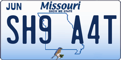MO license plate SH9A4T