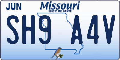 MO license plate SH9A4V