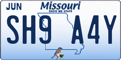 MO license plate SH9A4Y