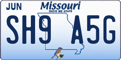 MO license plate SH9A5G