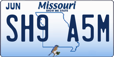 MO license plate SH9A5M