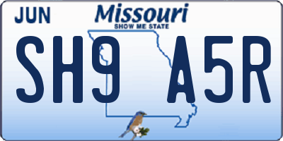 MO license plate SH9A5R