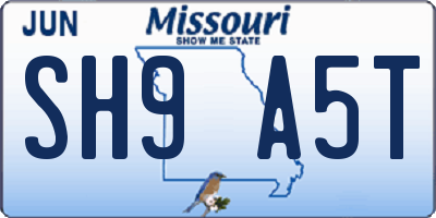 MO license plate SH9A5T