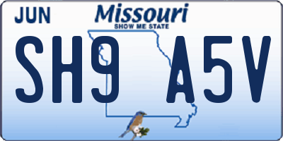 MO license plate SH9A5V