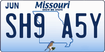 MO license plate SH9A5Y