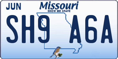MO license plate SH9A6A