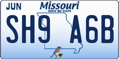 MO license plate SH9A6B
