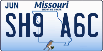 MO license plate SH9A6C