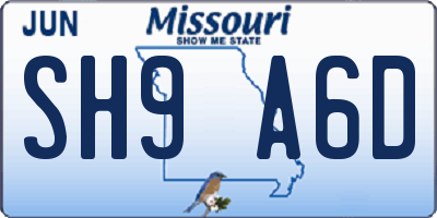 MO license plate SH9A6D