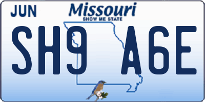 MO license plate SH9A6E