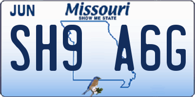 MO license plate SH9A6G
