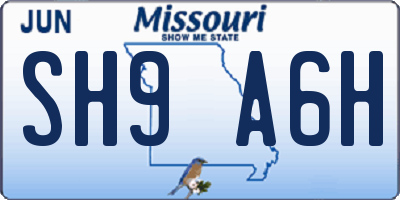 MO license plate SH9A6H