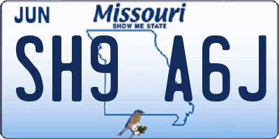 MO license plate SH9A6J