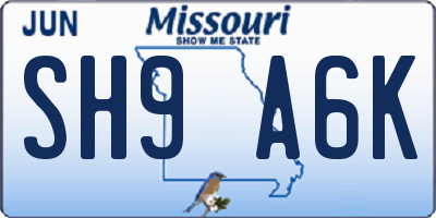 MO license plate SH9A6K