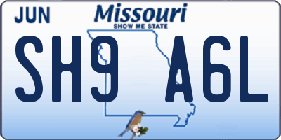 MO license plate SH9A6L