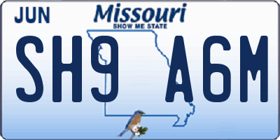MO license plate SH9A6M