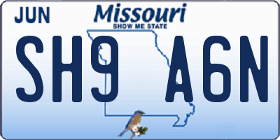 MO license plate SH9A6N