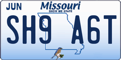 MO license plate SH9A6T