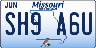 MO license plate SH9A6U
