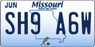 MO license plate SH9A6W