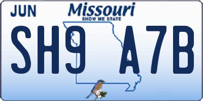 MO license plate SH9A7B