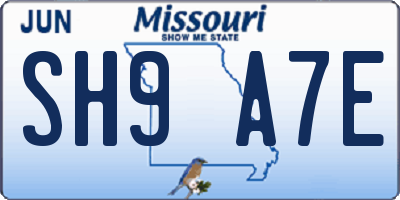 MO license plate SH9A7E