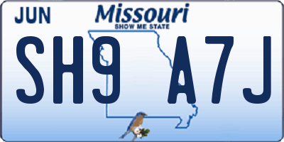 MO license plate SH9A7J