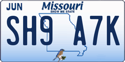 MO license plate SH9A7K