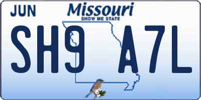 MO license plate SH9A7L