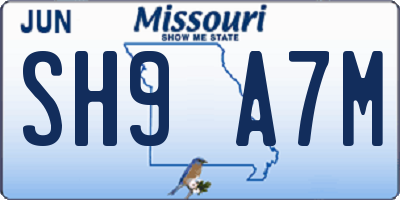 MO license plate SH9A7M