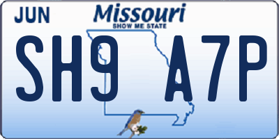 MO license plate SH9A7P